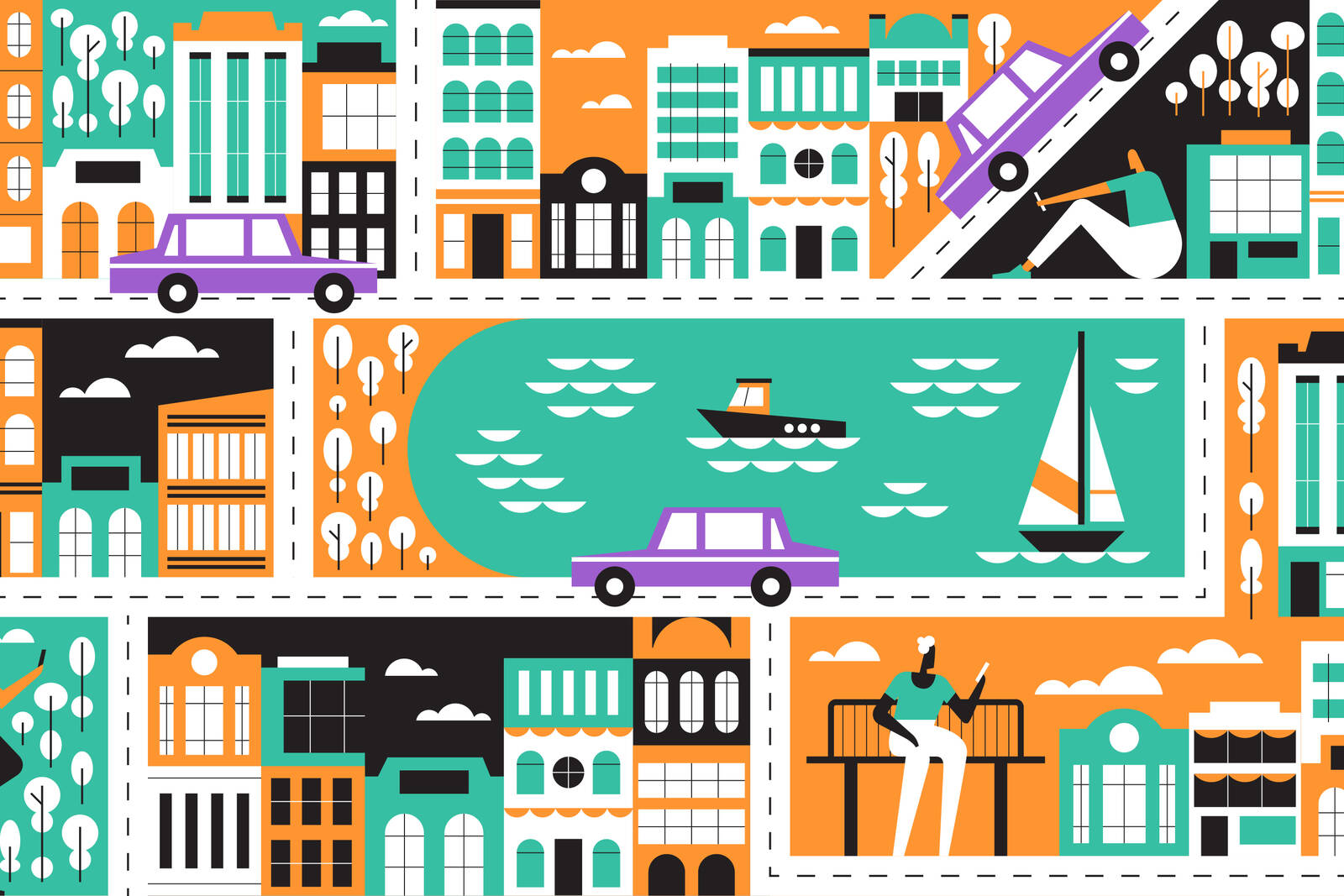 people in a city wait for ride share cars